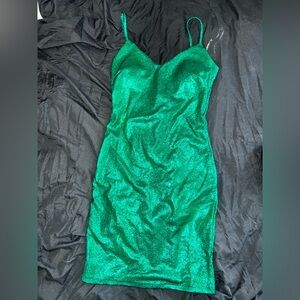 Haute Monde Sparkling Green Mini Dress
